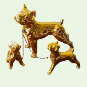Gold bulldogs. Set of 3. One adult. 2 pups.